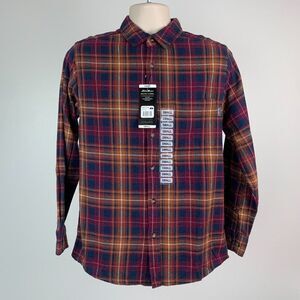 Men's Eddie Bauer S Flannel Shirt Cotton Long Sleeve Pocket New NWT